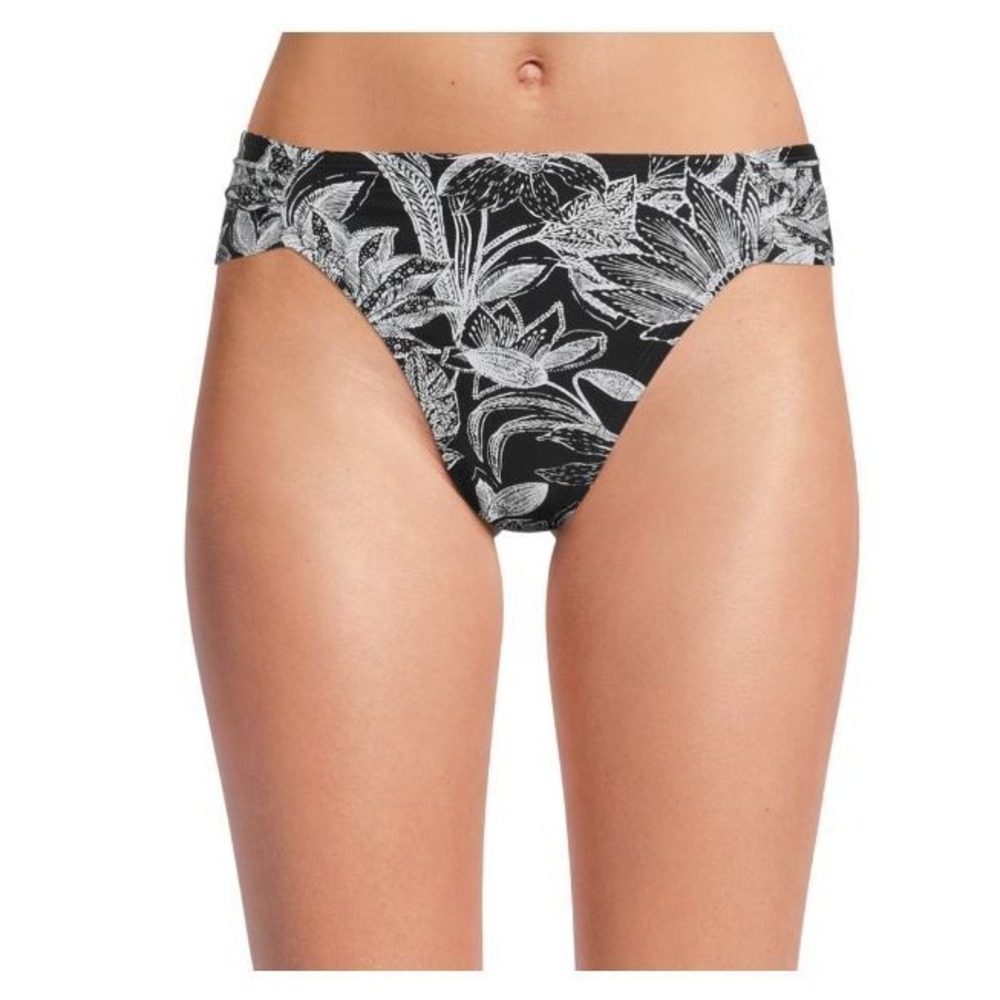 NEW Time & Tru Low Rise Cheeky Bikini Bottom Black Paisley Plus size 3X 24w-26w